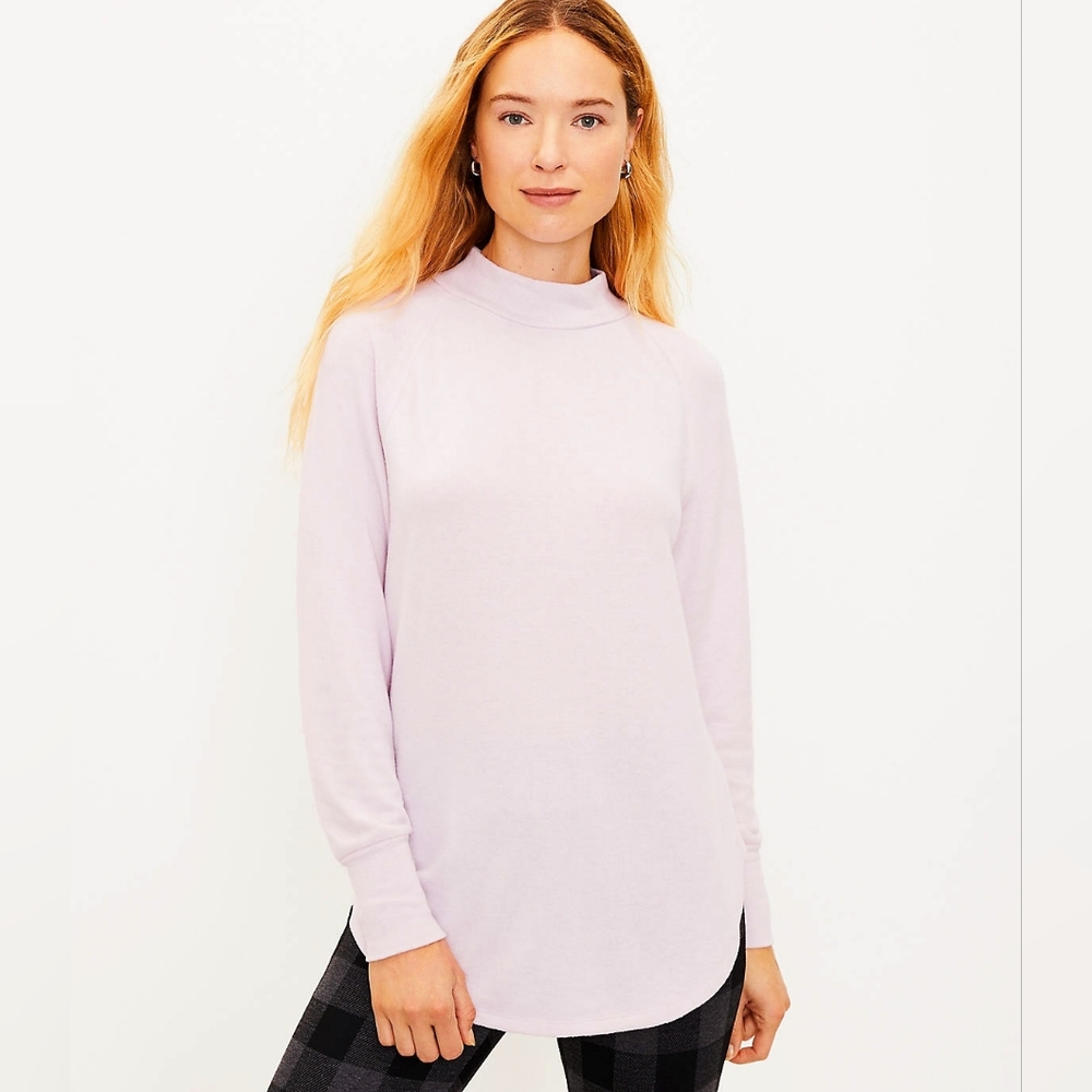 Loft Mock Neck Shirttail Tunic Top